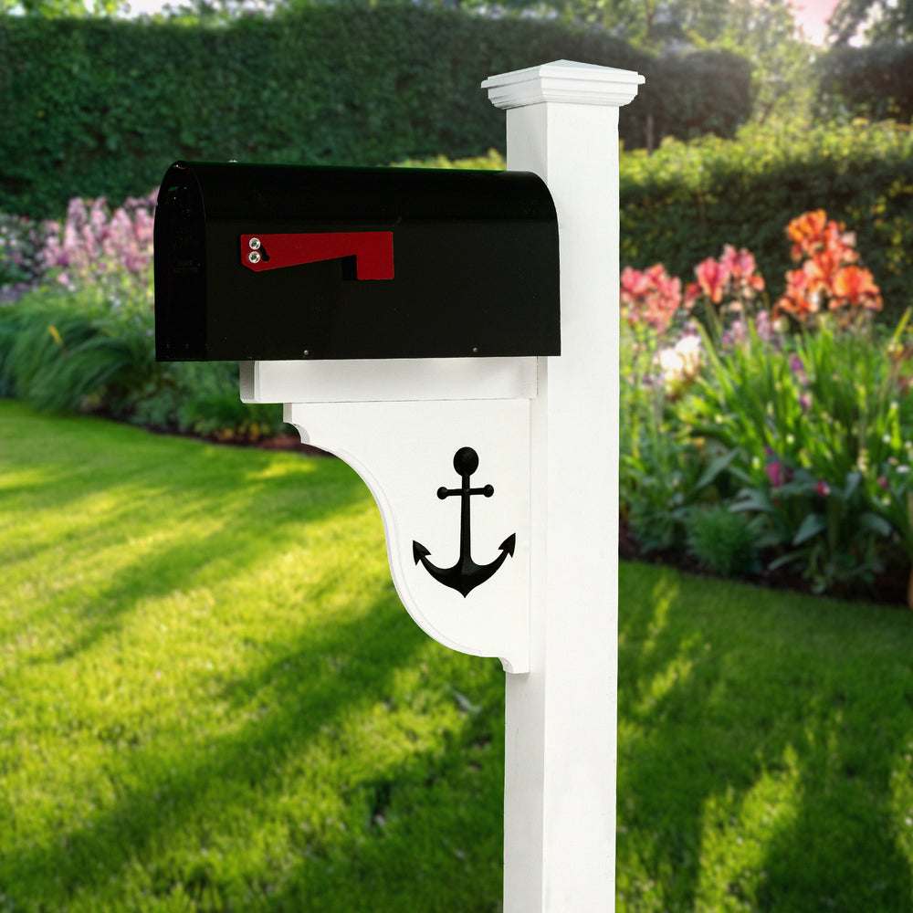 Anchor Decorative Mailbox Post Bracket - Nautical Design