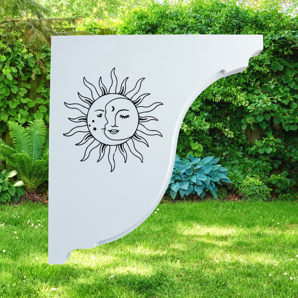 Sun and Moon Face Handcrafted Mailbox Post Bracket