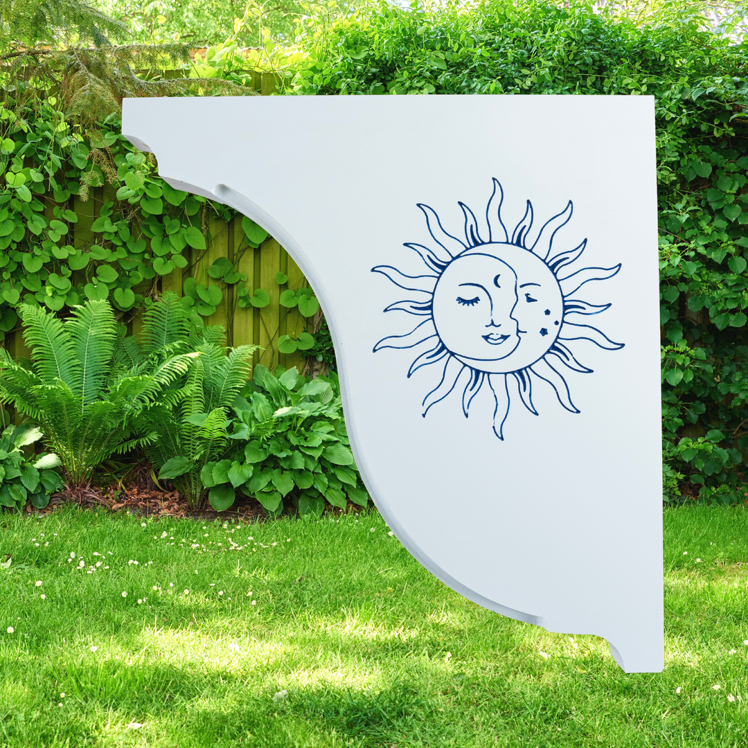 Sun and Moon Face Handcrafted Mailbox Post Bracket