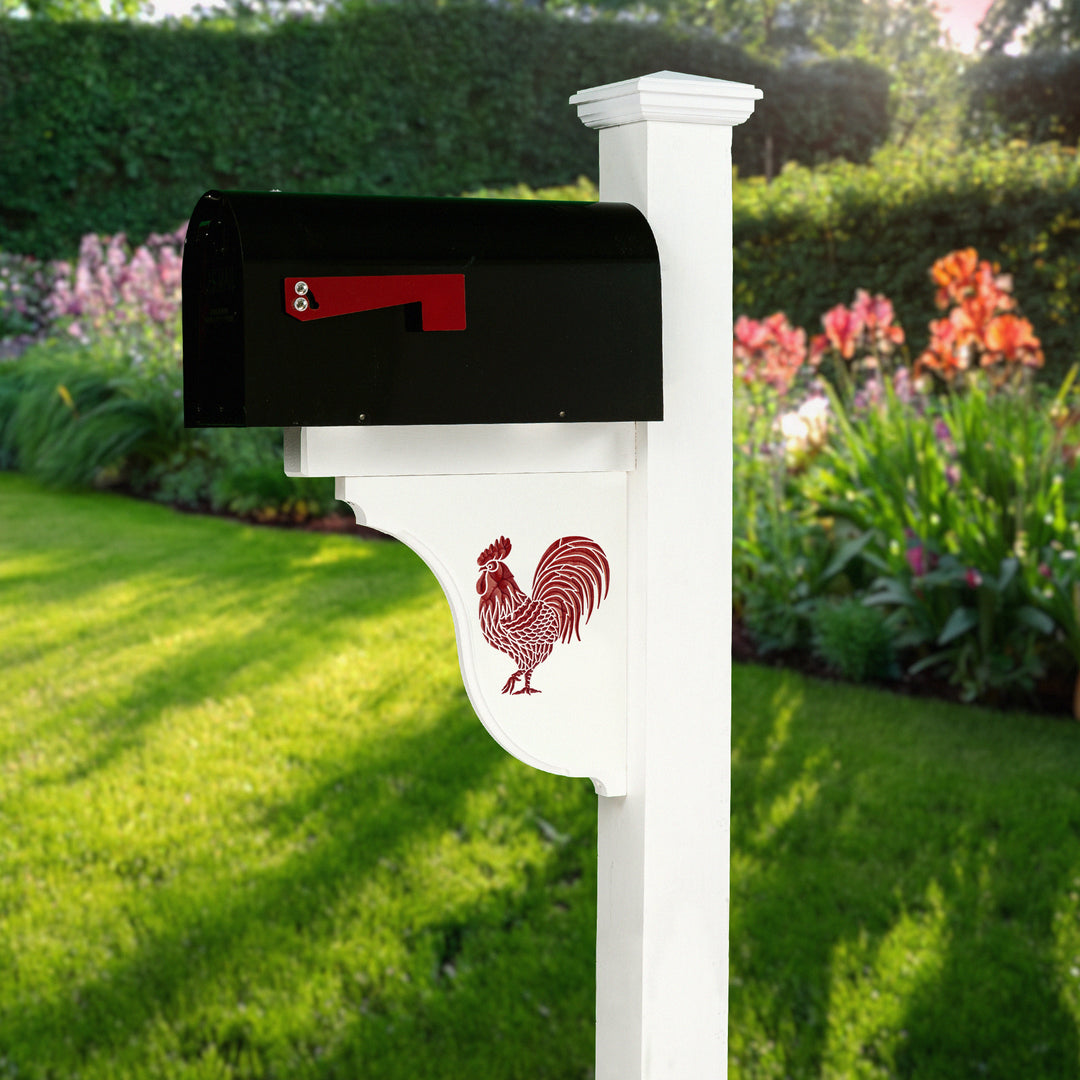 Rooster Handcrafted Mailbox Post Bracket